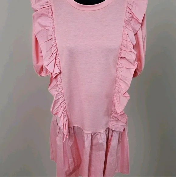 English Factory- Mixed Media Ruffle Detail Mini Dress -Size Medium - Picture 15 of 17